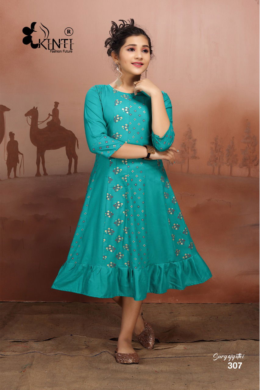 Kinti Suryajyothi New Exclusive Wear Rayon Printed Kids Kurti Collection